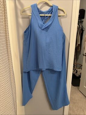 Source Unknown Light Blue Sleeveless Jumpsuit